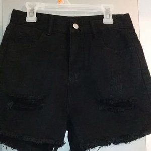 Black denim shorts